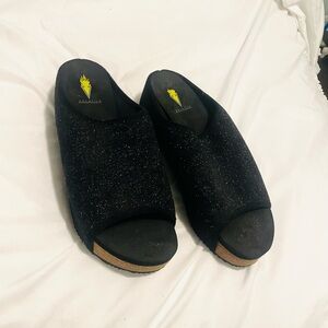 Volatile Black Glitter Mules